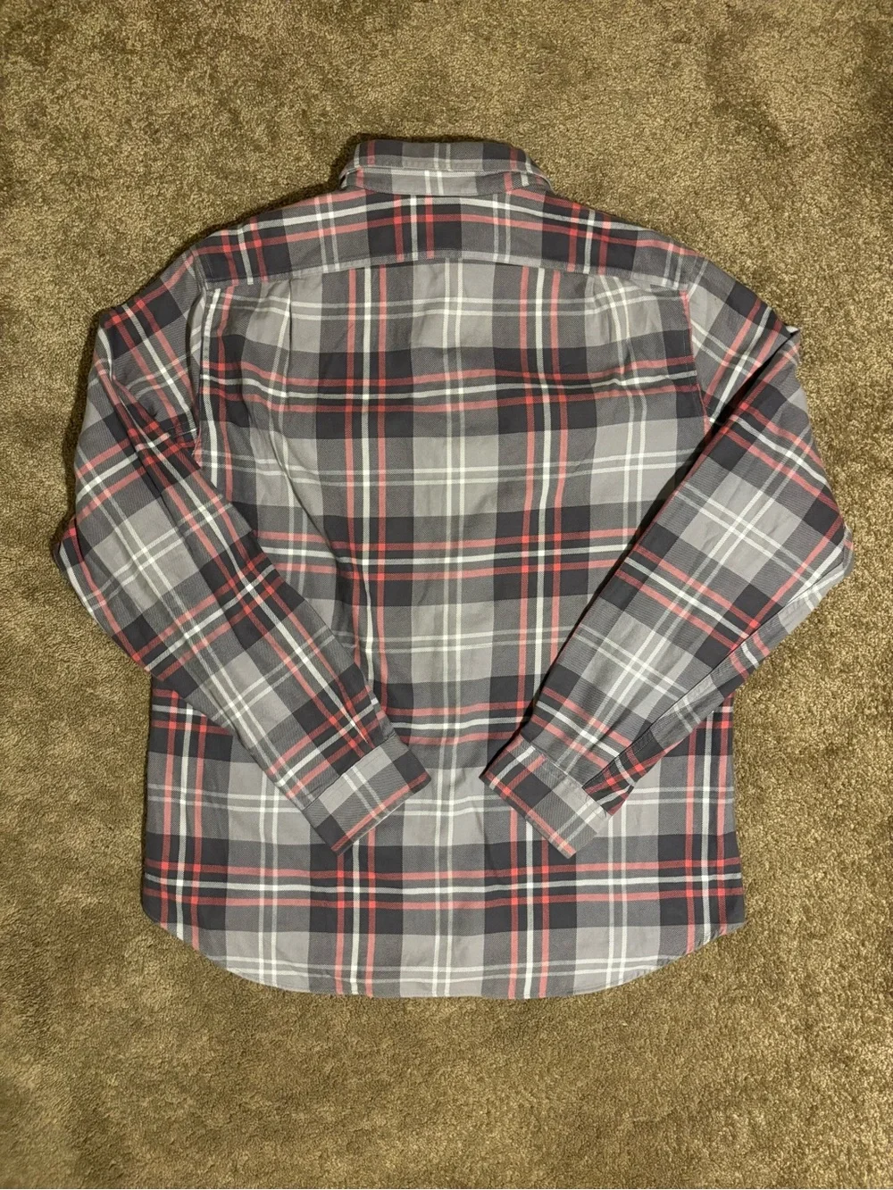 J.Crew Sporting Goods Plaid Flannel Shirt Mens M Gray Red 90s Style Button Up